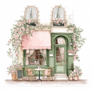 Watercolor Paris Cafe Clipart, Paris Travel Art, French Coffee Shop, Printable Watercolor Clipart, Junk Journal, Digital Download image 11