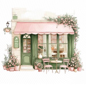 Watercolor Paris Cafe Clipart, Paris Travel Art, French Coffee Shop, Printable Watercolor Clipart, Junk Journal, Digital Download image 16