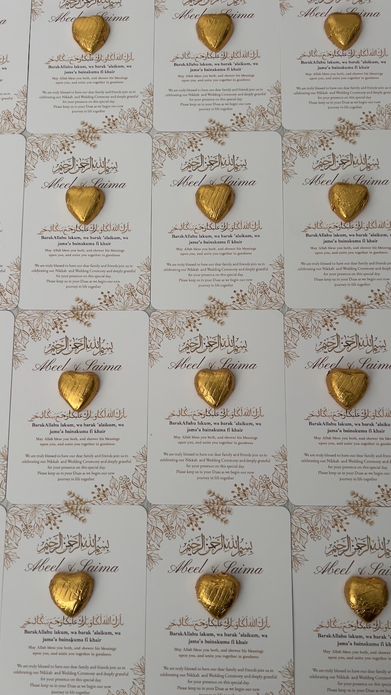 Muslim Wedding Favours | Personalised Foil Nikkah Keepsake for Guests ...