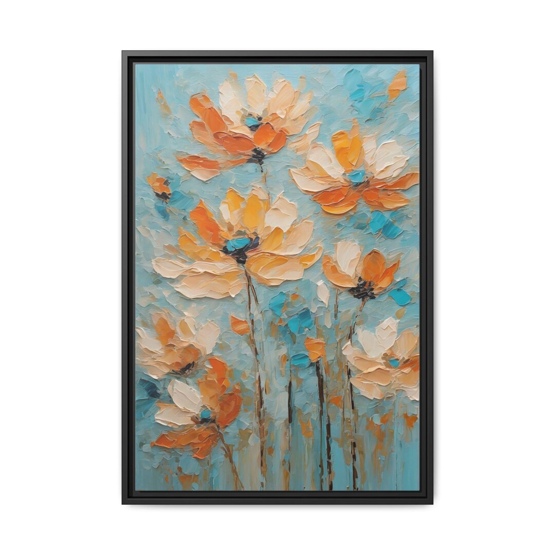 Abstract Flower Oil Painting Print on Canvas – Large Colorful Floral ...