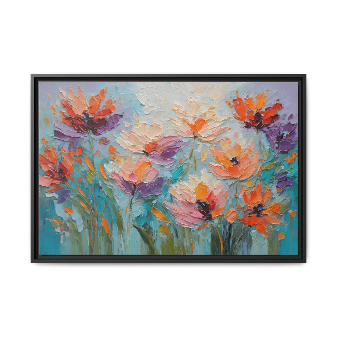 Original Colorful Flower Oil Painting Print – Large Abstract Floral ...