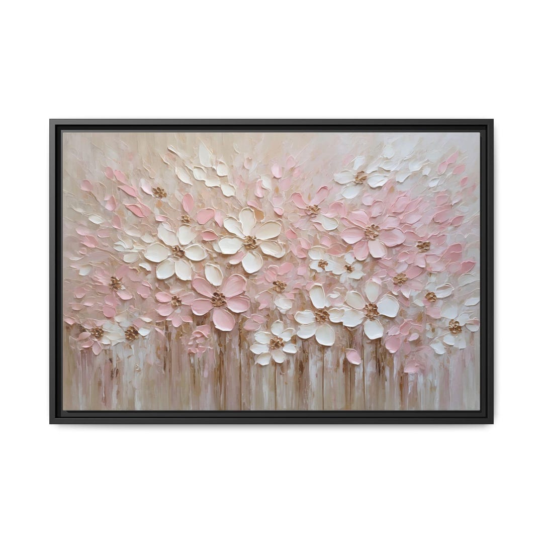 Pink & White Floral Oil Painting Print – Large Abstract Canvas Art ...