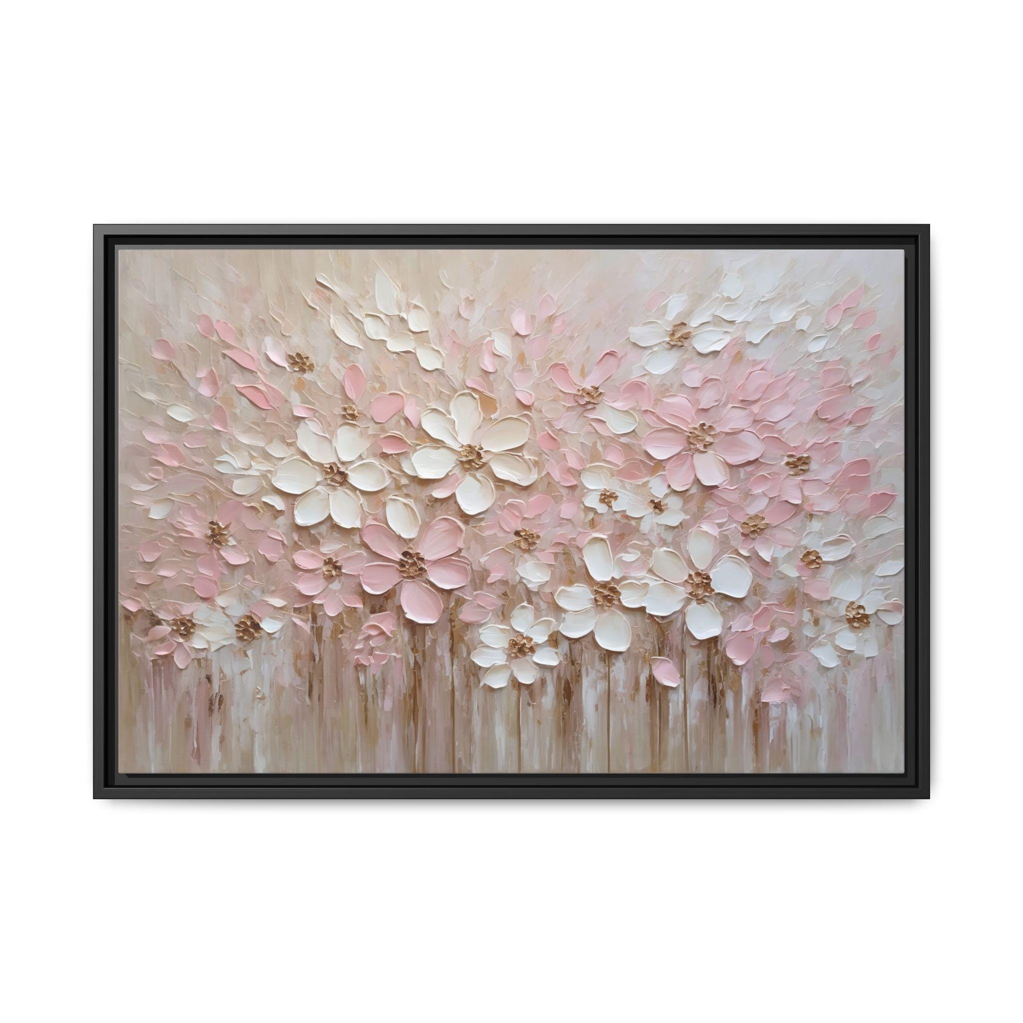 Pink & White Floral Oil Painting Print – Large Abstract Canvas Art ...