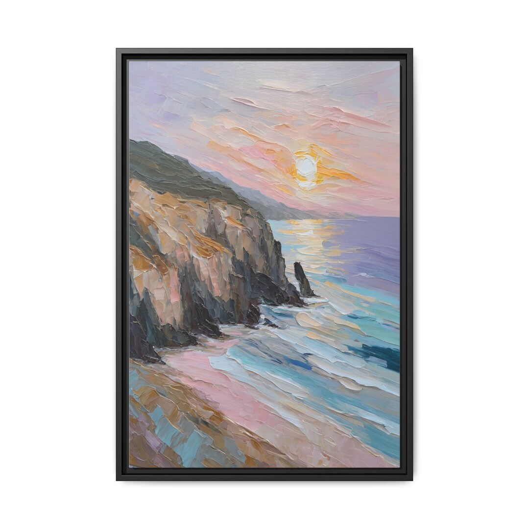 Original Ocean Sunset Oil Painting Print – Coastal Seascape Canvas ...