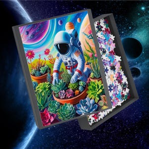 Space Explorer Astronaut Succulent Gardener Puzzle - 1000-Piece Cosmic Jigsaw, Space Decor, Gift for Space Lovers, Activity, Family Fun