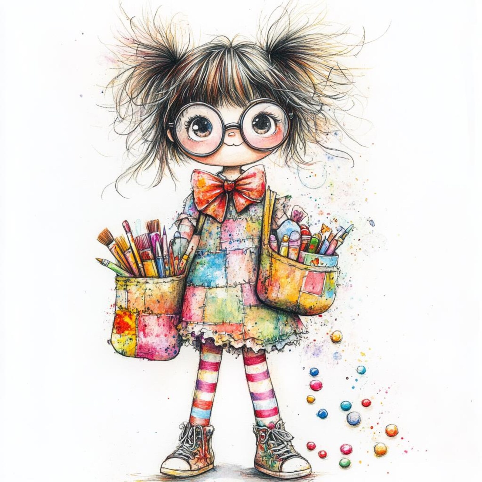 Whimsy Os Whimsical Artist Girl Clipart – 10 High-res Watercolor Jpgs – Cute ...