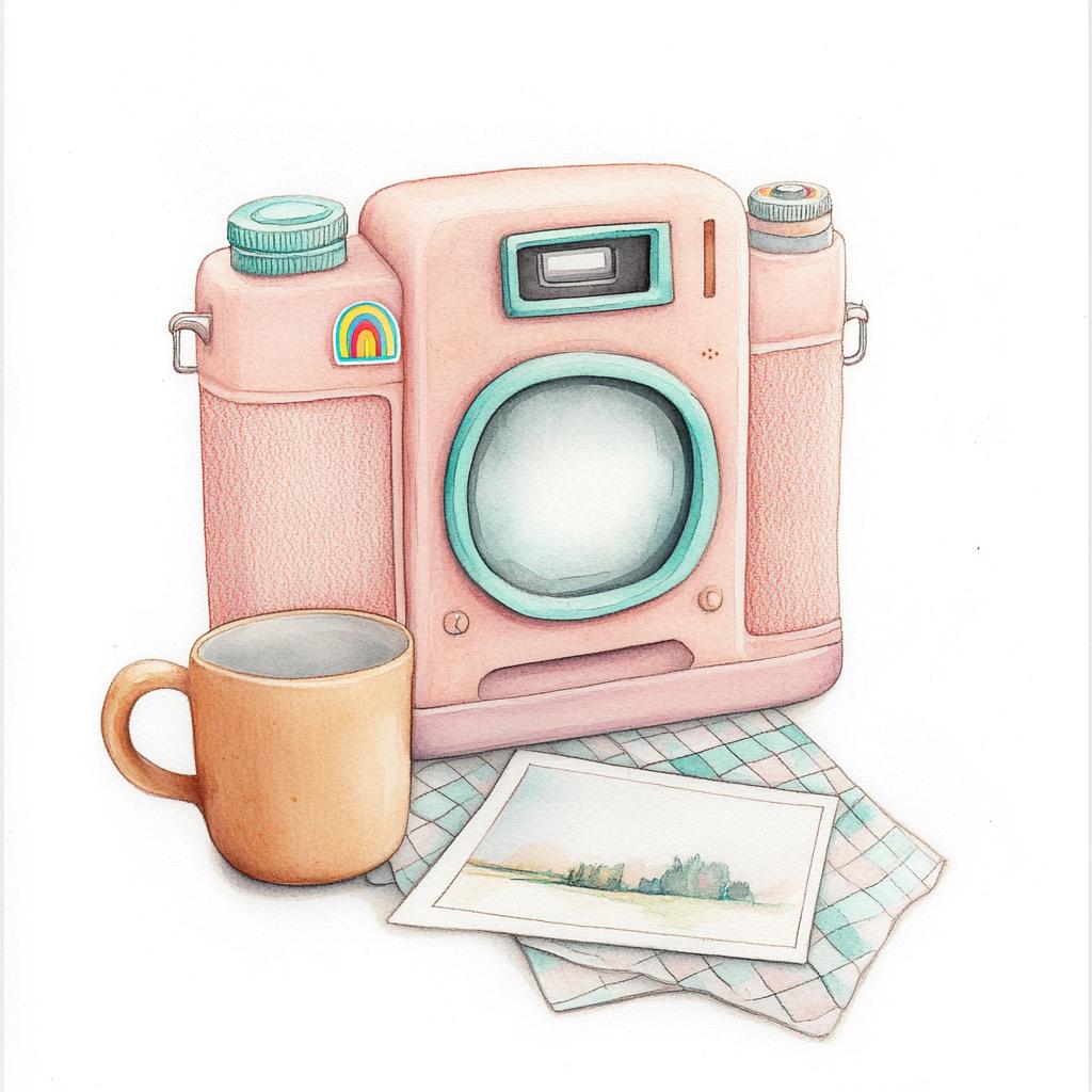 Whimsical Polaroid Camera Clipart – 10 Watercolor Jpgs – Vintage Cute ...