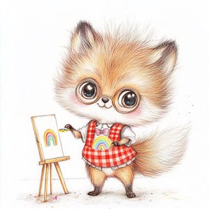 Ensemble de clipart renard fantaisiste – 10 JPG aquarelles de personnages de renard mignon – art animalier de la forêt pour journaux, cartes, scrapbooking
