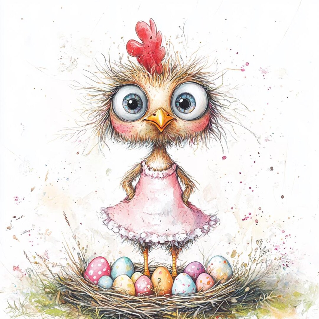 Whimsical Easter Chick Clipart – 10 High-res Watercolor Jpgs – Cute ...