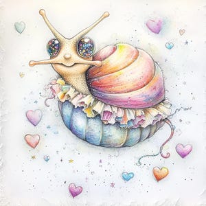 Clipart escargot arc-en-ciel - 10 images JPG d&#39;escargots pastel aquarelles - oeuvres d&#39;art de la nature fantaisistes pour travaux manuels, carnets, scrapbooking