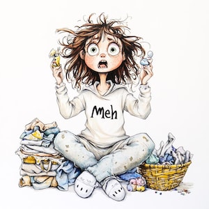 Whimsical Laundry Day Clipart – 10 High-res Cartoon Jpgs – Funny Messy ...