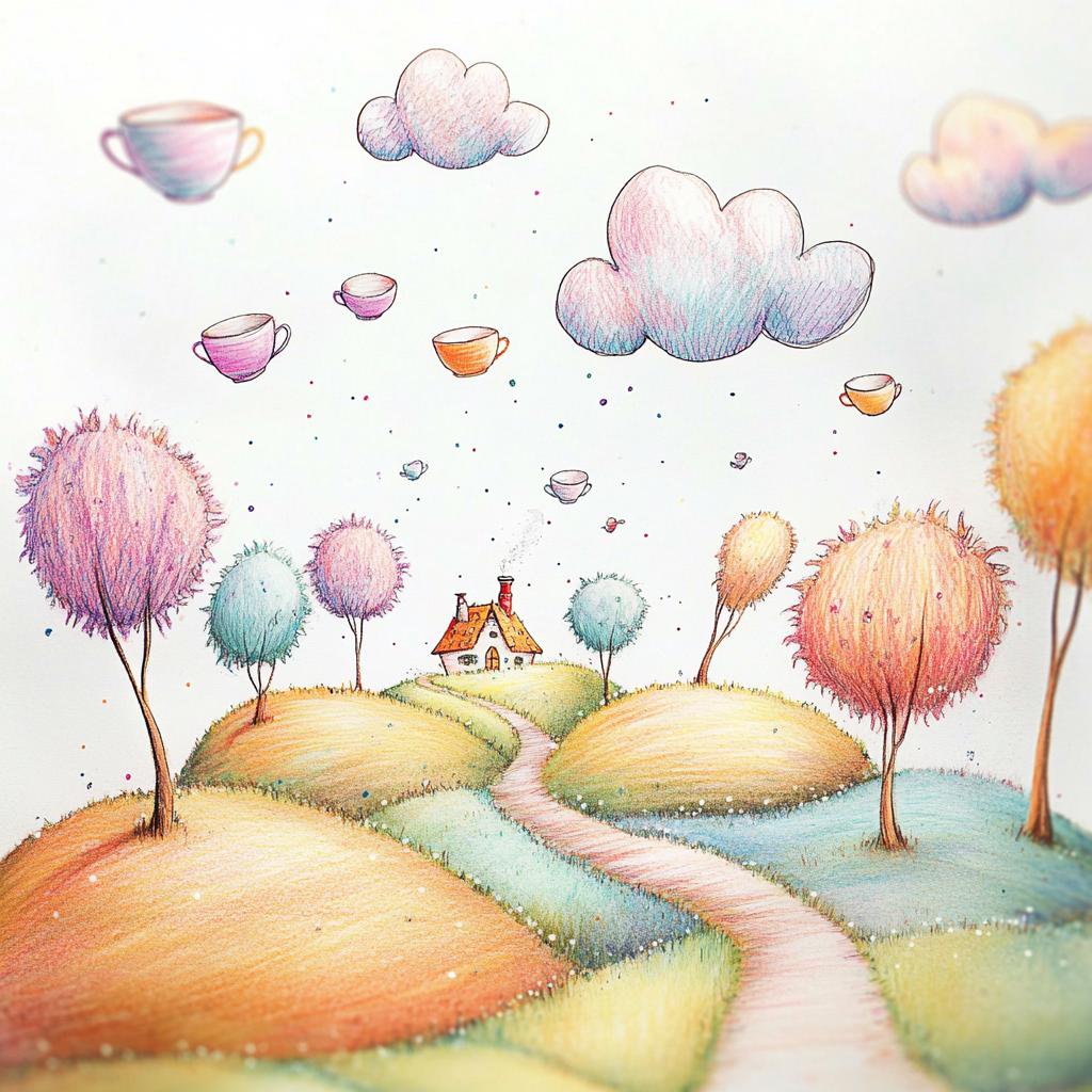 幻想的な風景イラスト – 高解像度水彩画 JPG 10 枚 – 日記、カード