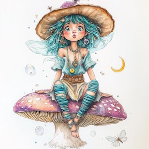 Whimsical Fairy Clipart – 10 High-Res Watercolor JPGs – Fantasy Elf Girl Art for Junk Journaling, Crafts, Scrapbooking