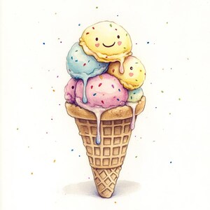 Whimsical Ice Cream Clipart – 10 High-Res Dessert JPGs – Sweet Summer Treats for Journaling & Crafts