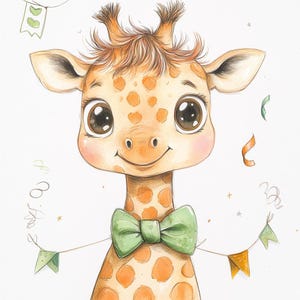 Cheerful Giraffe Clipart Set – 10 High-Res Party Animal JPGs – Whimsical Clip Art for Kids Crafts & Journaling