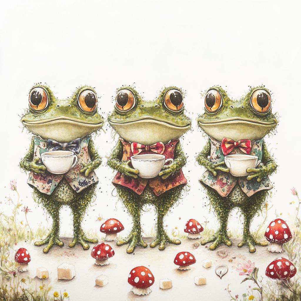 Whimsical Tea Party Frogs Clipart Set – 10 High-res Jpgs – Dapper ...