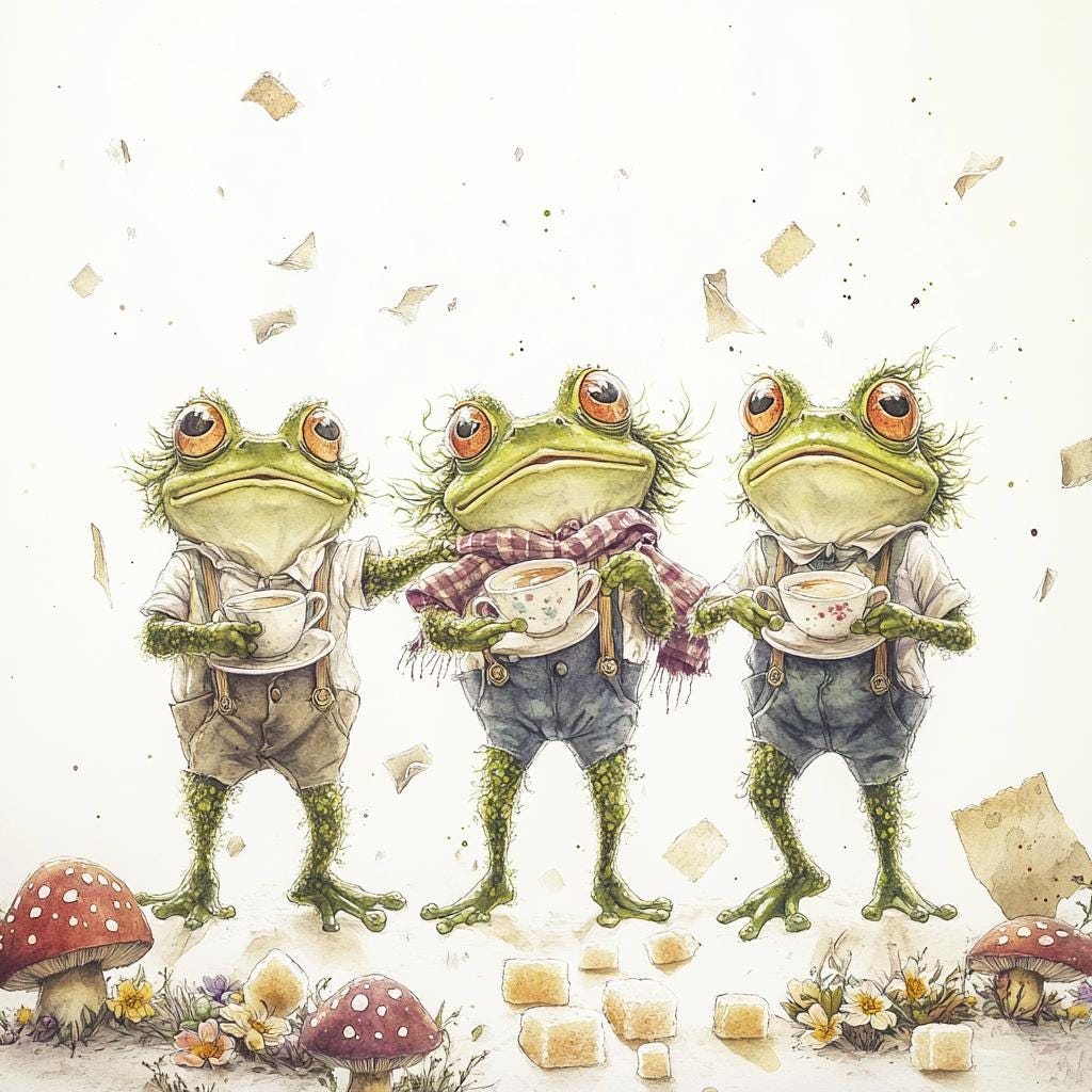 Whimsical Tea Party Frogs Clipart Set – 10 High-res Jpgs – Dapper ...
