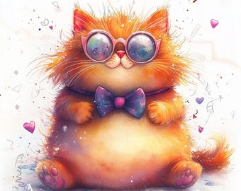 Skurrile Dessert Katzen Clipart - 10 Aquarell Kawaii Katzen JPGs - Süßes Gebäck & Süßes Clip Art für Karten, Kunsthandwerk, Journals