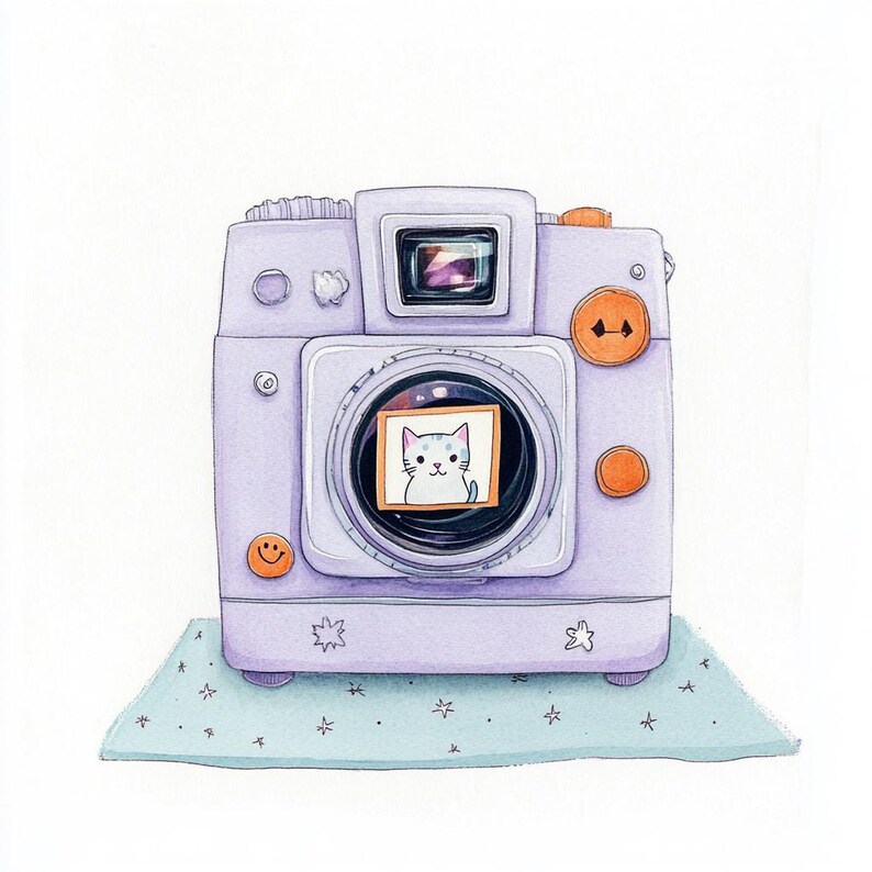 Whimsical Polaroid Camera Clipart – 10 Watercolor Jpgs – Vintage Cute ...