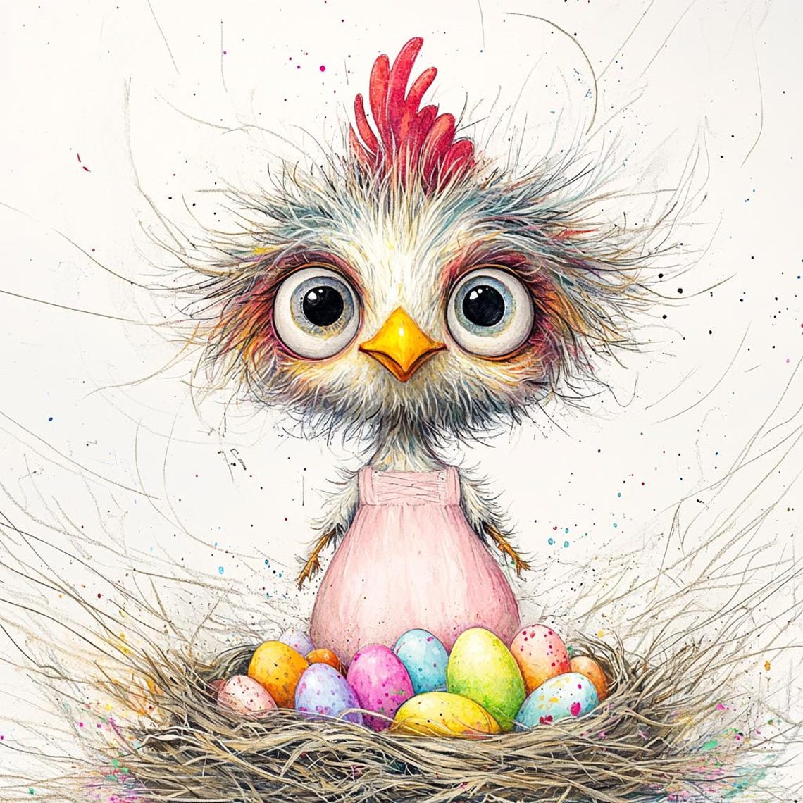 Whimsical Easter Chick Clipart – 10 High-res Watercolor Jpgs – Cute ...