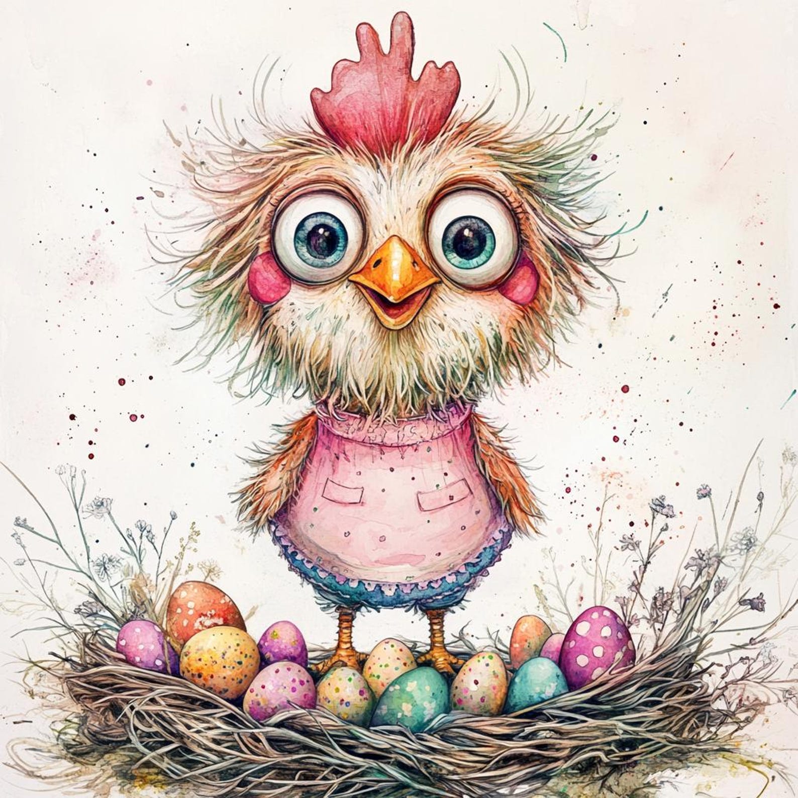 Whimsical Easter Chick Clipart – 10 High-res Watercolor Jpgs – Cute ...