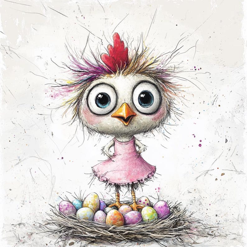 Whimsical Easter Chick Clipart – 10 High-res Watercolor Jpgs – Cute ...
