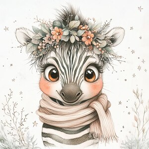 Cute Zebra Clipart – 10 High-Res Watercolor JPGs – Whimsical Animal Art for Scrapbooking, Cards, Journals