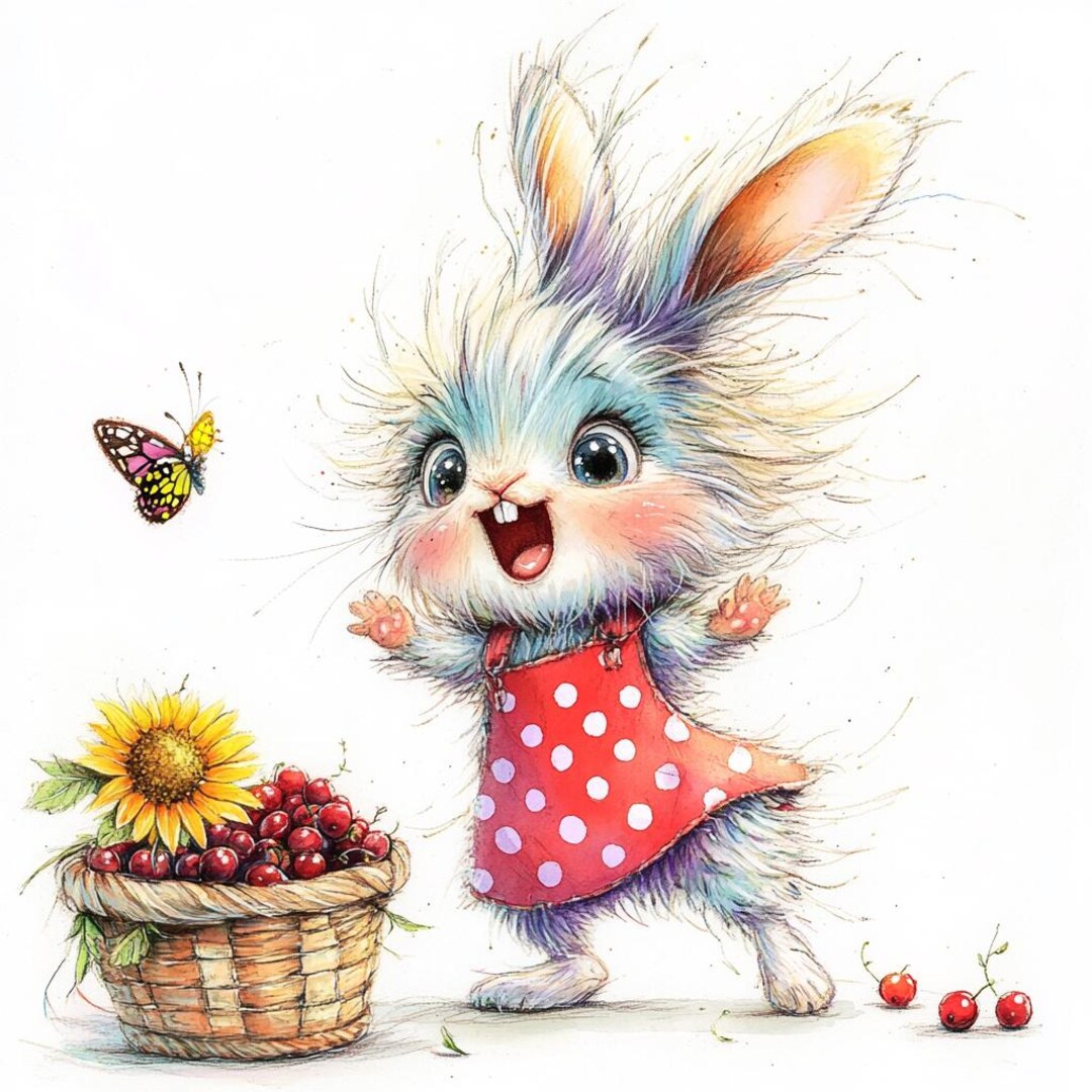Whimsical Bunny Clipart Set – 10 High-res Watercolor Jpgs – Cute Spring ...