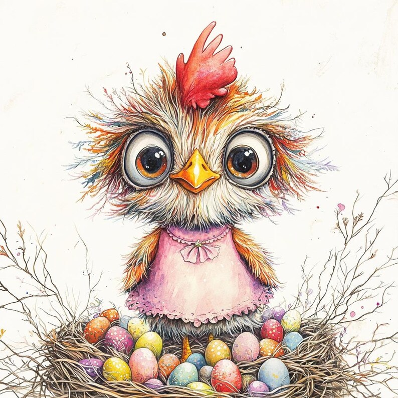 Whimsical Easter Chick Clipart – 10 High-res Watercolor Jpgs – Cute ...