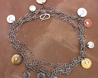 Long Heart Chain Cascading Coin Necklace