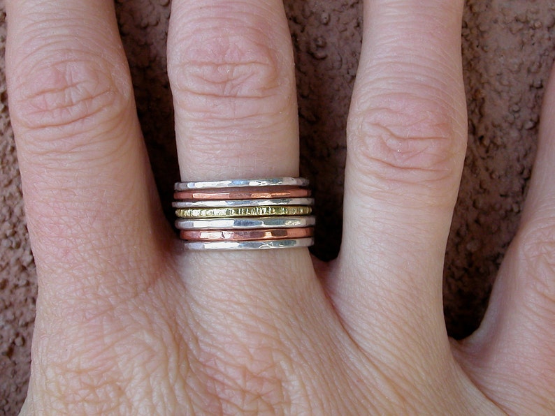 stack ring - etsy Images High Quality Grahic Hammered Stack Rings - Etsy