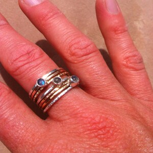 Silver Rose Gold Yellow Gold Fill Labradorite Stack Ring image 3