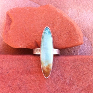 Turquoise and Hammered Silver Ring image 5