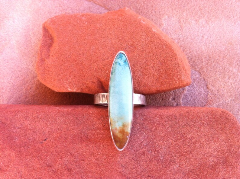 Turquoise and Hammered Silver Ring image 5