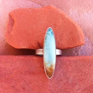 Turquoise and Hammered Silver Ring image 4