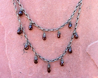 Garnet Drop Victoria Necklace