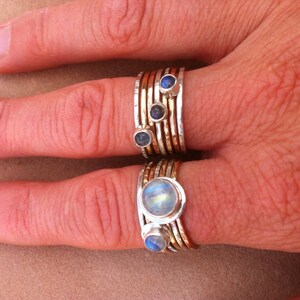 Silver Rose Gold Yellow Gold Fill Labradorite Stack Ring image 5