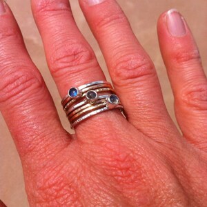 Silver Rose Gold Yellow Gold Fill Labradorite Stack Ring image 2