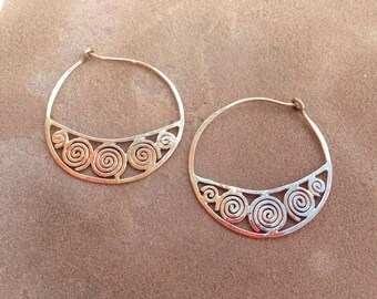 Gold Spiral Hoops