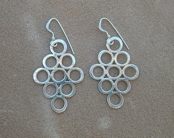 Hammered Silver Multi-Circle Earrings