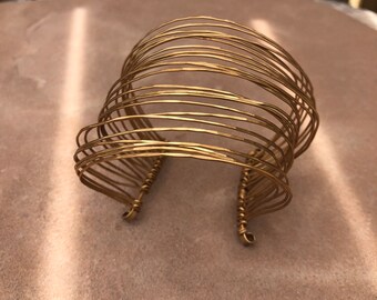 Multi wire hammered cuff bracelet