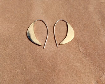 Medium brass crescent moon earrings