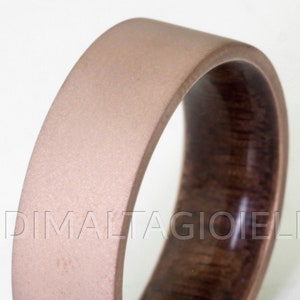 Anniversary gift hers his , Copper ring men women , mens wedding band , Black walnut ring , flat engagement ring , personalized Gift unisex