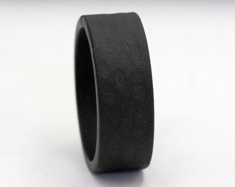 black titanium flat band hammered mens ring gun metal wedding band man size woman size