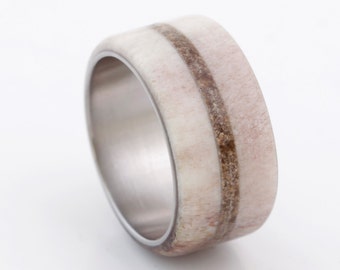 dinosaur bone ring men antler ring men titanium wedding band mens wedding ring anniversary men ring petrified bone