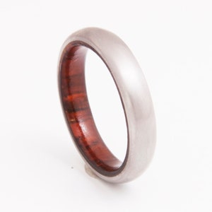 Titanium Ring Mens Wedding Band with cocobolo wood and Titanium Ring comfort fit man wedding band
