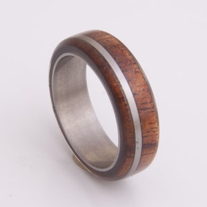 wood wedding ring koa ring titanium wood band mens wedding ring for man and woman Hawaiian Koa flat band size 3 to 16 wooden ring