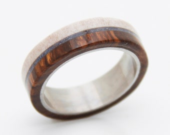 stone ring lapis lazuli wedding band for man and woman size antler ring desert ironwood ring his hers titanium wood ring flat profile