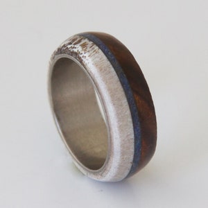 Antler elk ring for men woman Lapis Lazuli ring metal wood ring ironwood ring wood ring for men wood wedding band all size