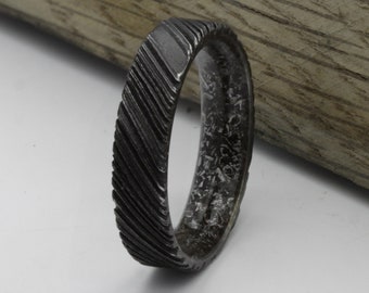 meteorite ring male engagement ring Gibeon meteorite ring Damascus steel ring unique man ring ring for man man wedding ring black space rock